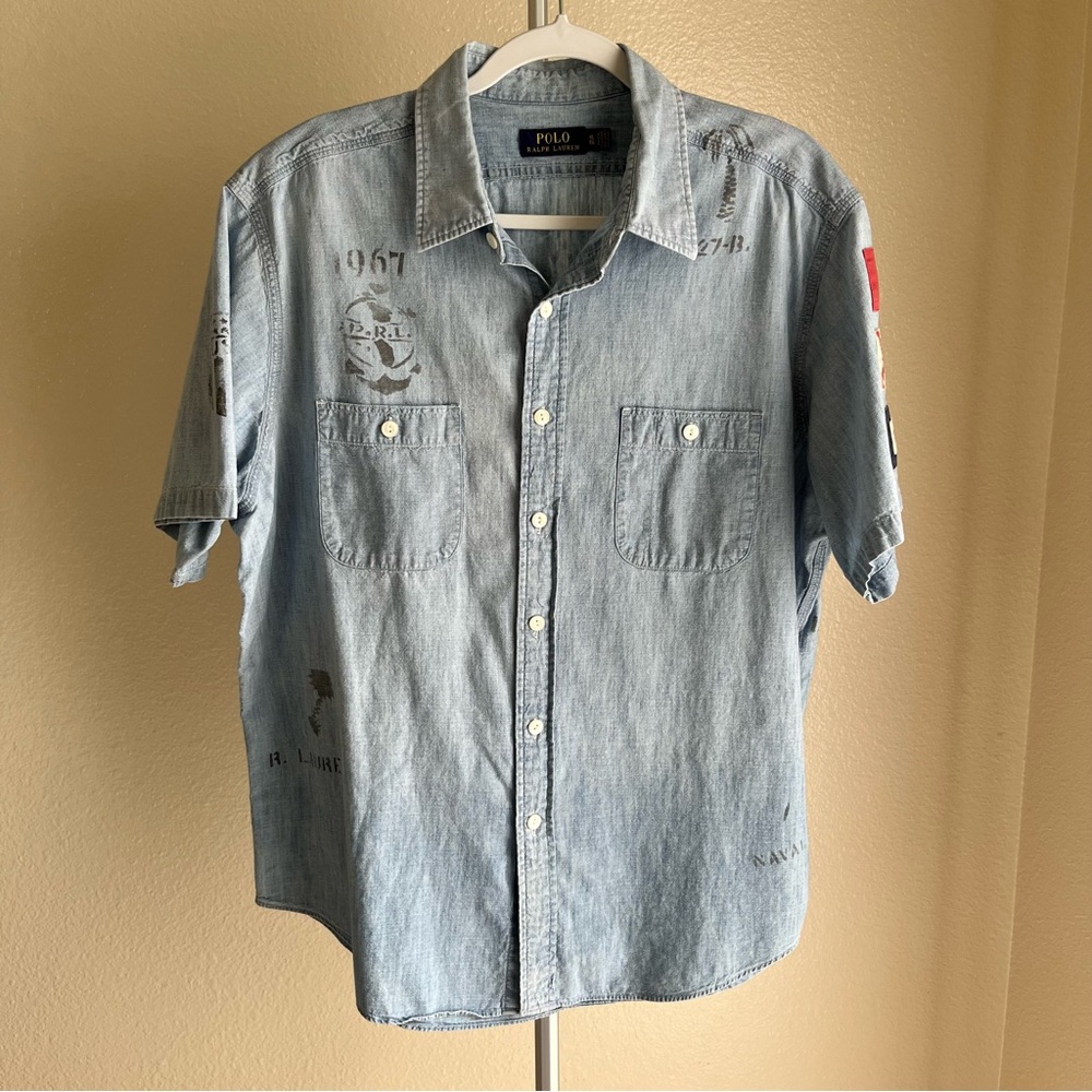 Polo Ralph Lauren Nautical Marine Chambray Work Shirt Size XL - Picture 2 of 15